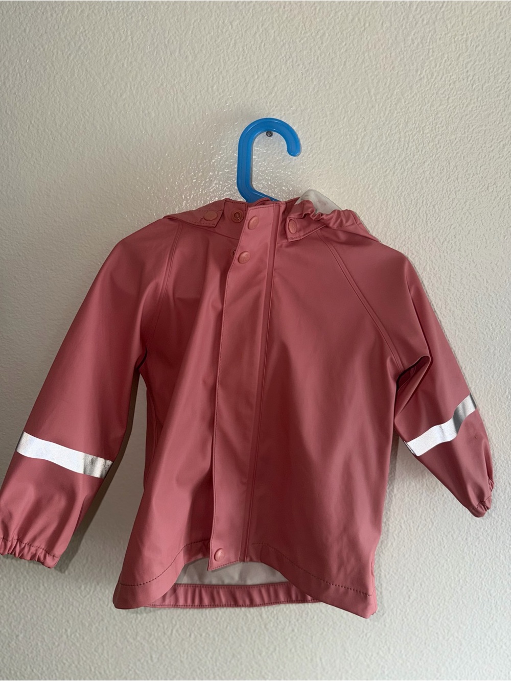 Children's Waterproof Rain Jacket in Dusty Rose with Reflective Stripes